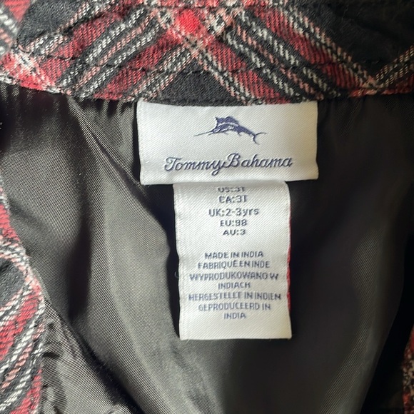 Tommy Bahama Red and Black Plaid Shacket Boy - Picture 3 of 7